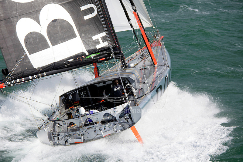 Aerial photo-shoot of the IMOCA Open 60 Alex Thomson Racing Hugo Boss ...